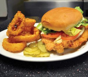 Tenderloin and onion rings at Nick's Kitchen