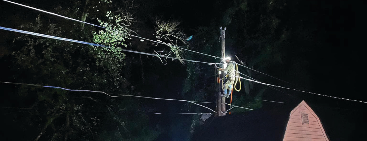 PPEC lineman working in dark