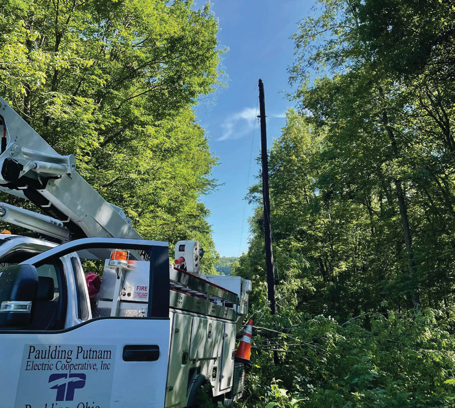 PPEC crew members Terry Minic, Andy Hermiller, Zak Kauser, and Jordan Mohler helped restore power at Consolidated Cooperative in Mount Gilead, Ohio, this spring.