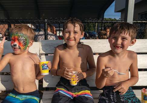 Boys eating ice cream