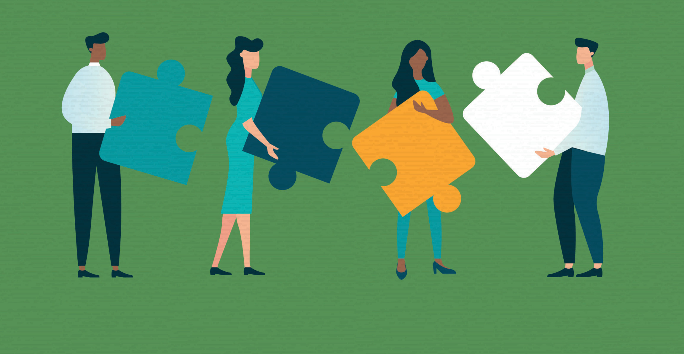 People with puzzle pieces illustration