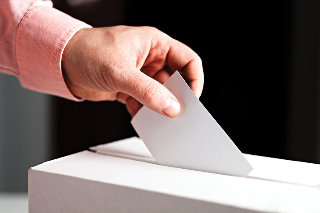 Person casting a ballot