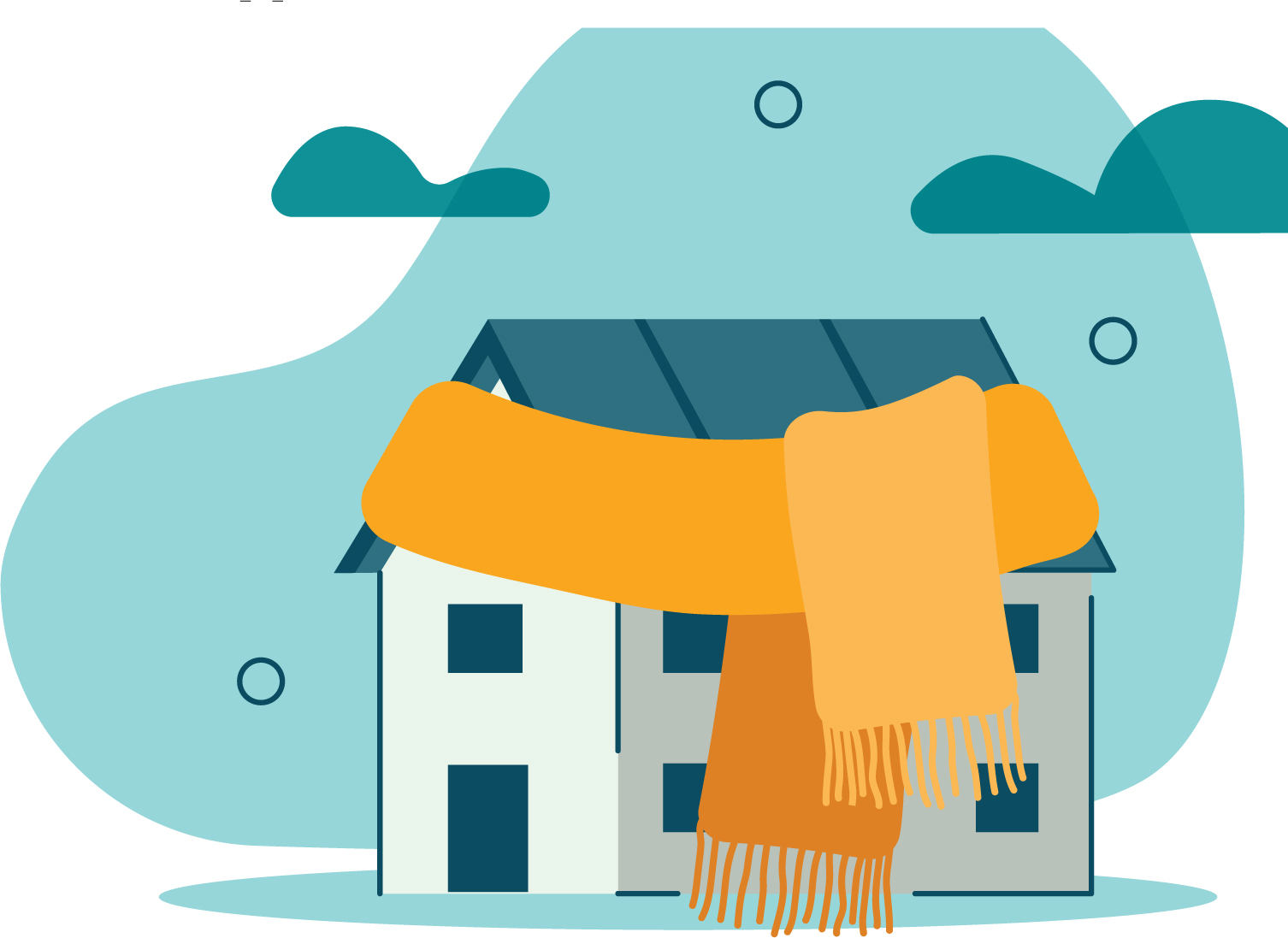 Home wrapped in a scarf illustration